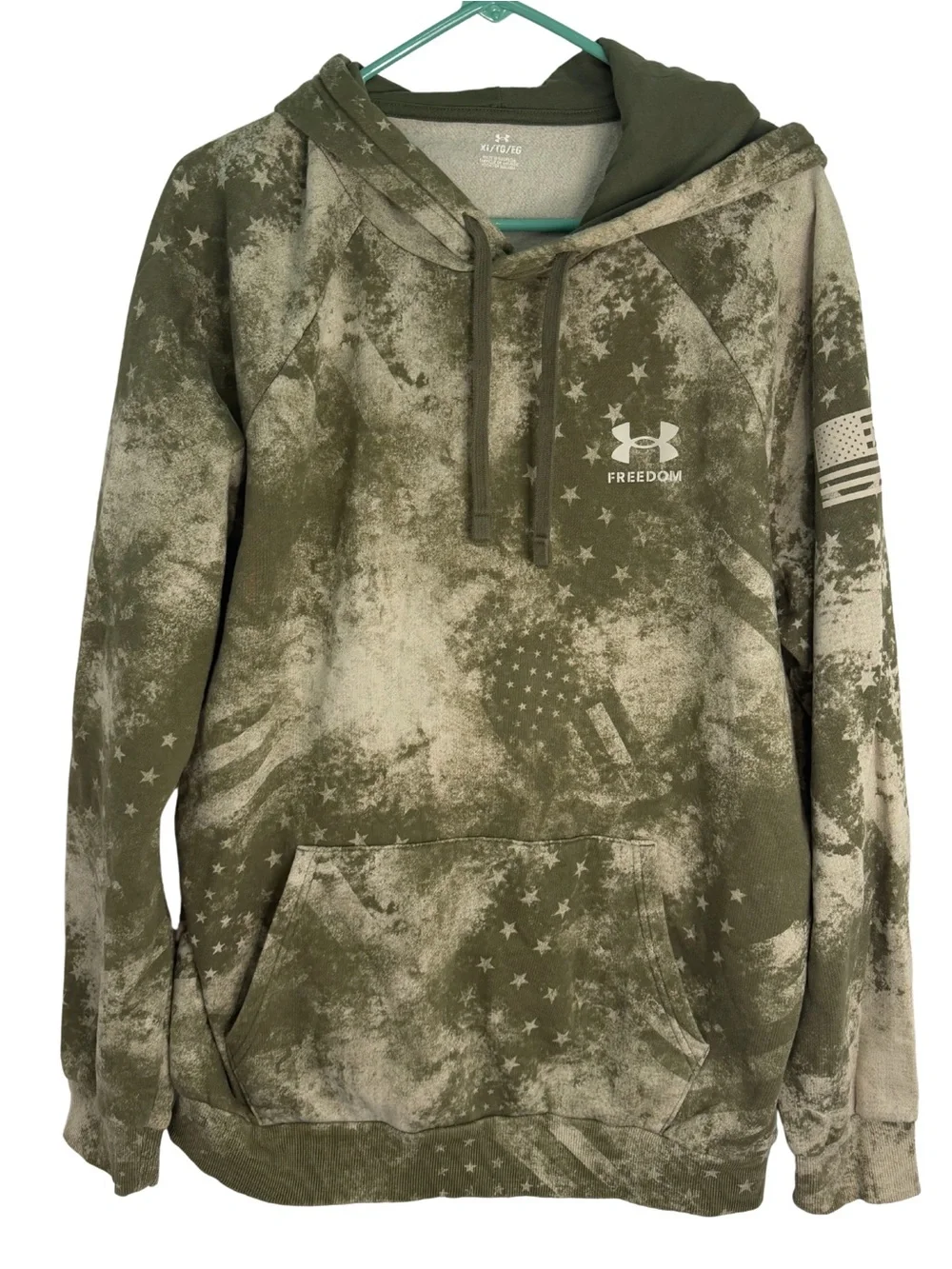 Under Armour Olive Green & Beige Freedom Camo Long Sleeve Hoodie